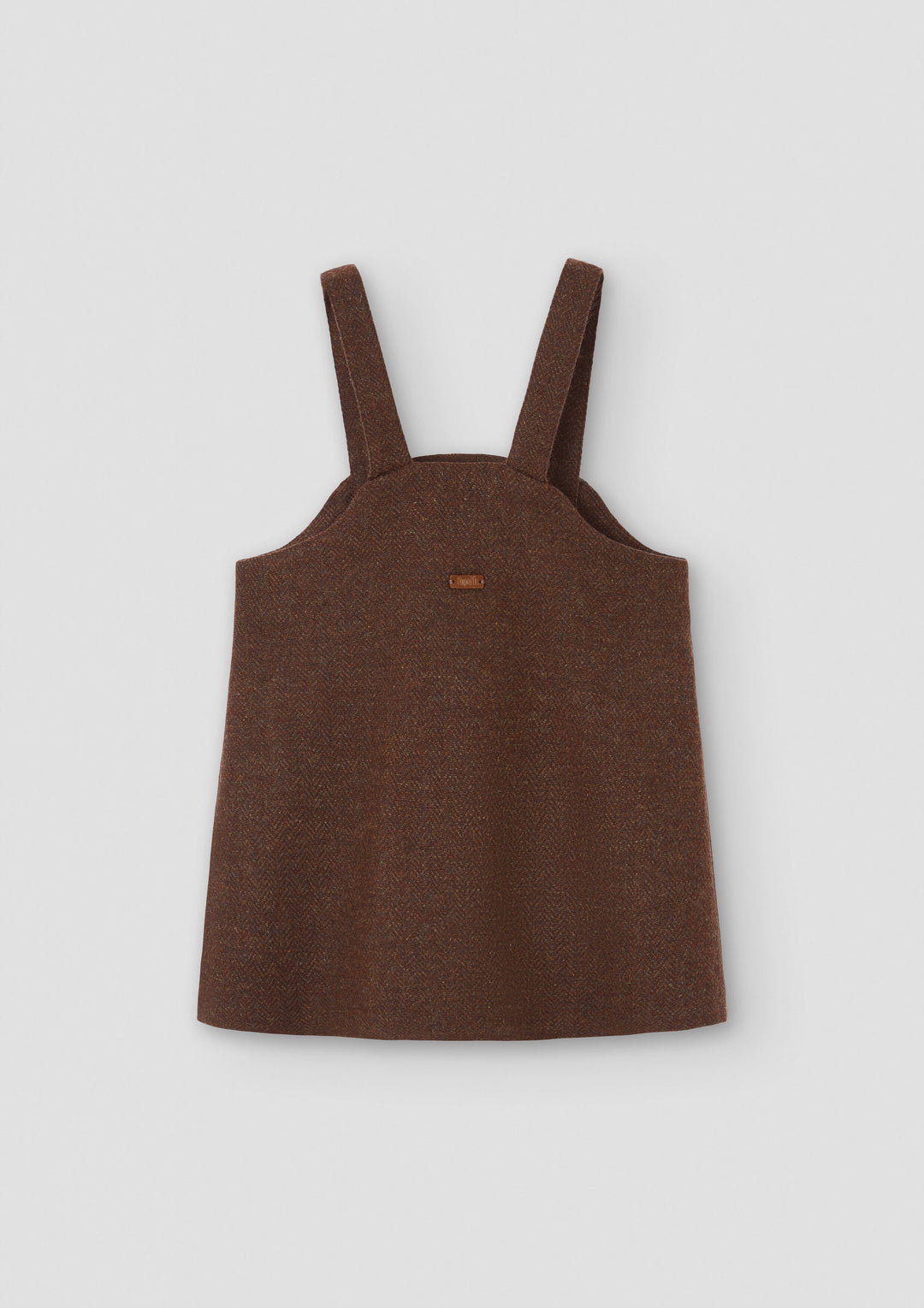 MOD.45.1 BROWN WOOL SHORT DRESS WITH CONTRASTING BIB COVER KNEE FROM 6
