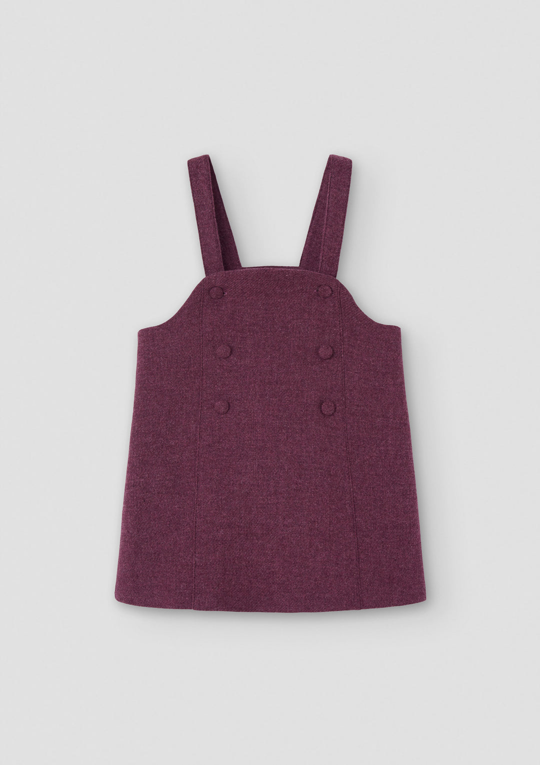 MOD.45.3 WINE RED WOOL SHORT DRESS WITH BIB