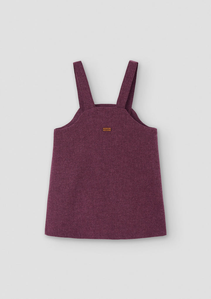 MOD.45.3 WINE RED WOOL SHORT DRESS WITH BIB