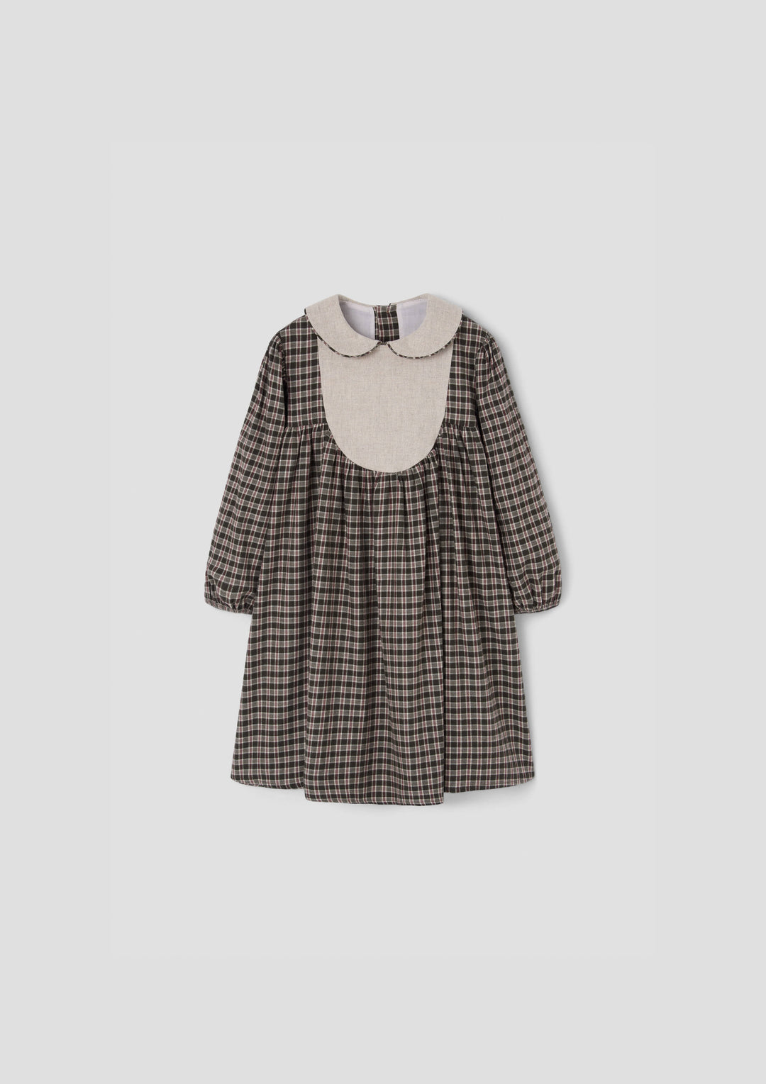 MOD.47.3 GREEN PLAID DRESS WITH BABY COLLAR AND YOKE VELVET YUOKE AND COLLAR