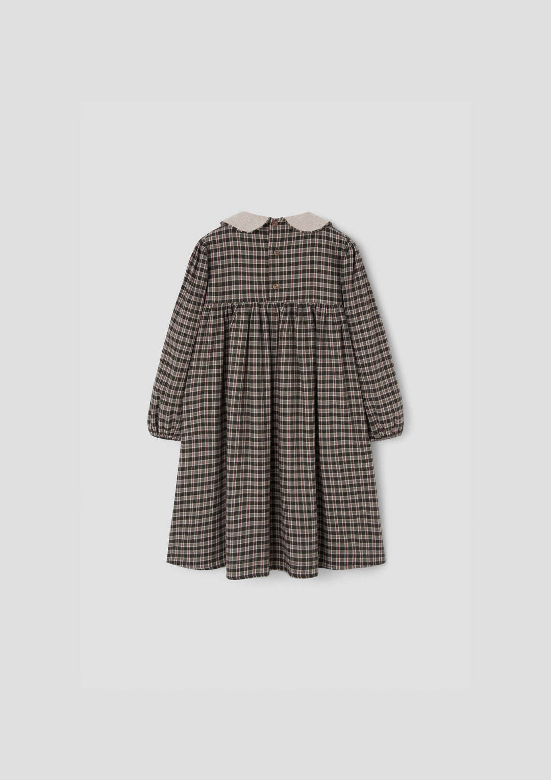MOD.47.3 GREEN PLAID DRESS WITH BABY COLLAR AND YOKE VELVET YUOKE AND COLLAR