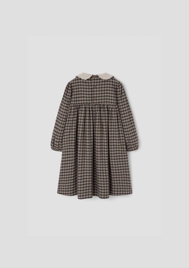 MOD.47.3 GREEN PLAID DRESS WITH BABY COLLAR AND YOKE VELVET YUOKE AND COLLAR