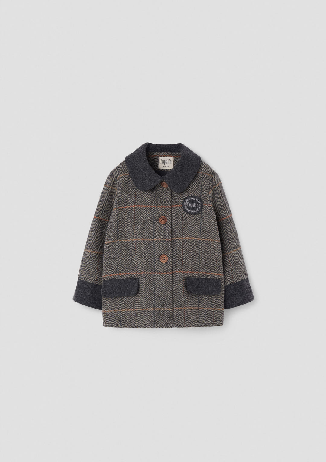 MOD.62.3 GREY HERRINGBONE WOOLLEN CONTRASTING COAT