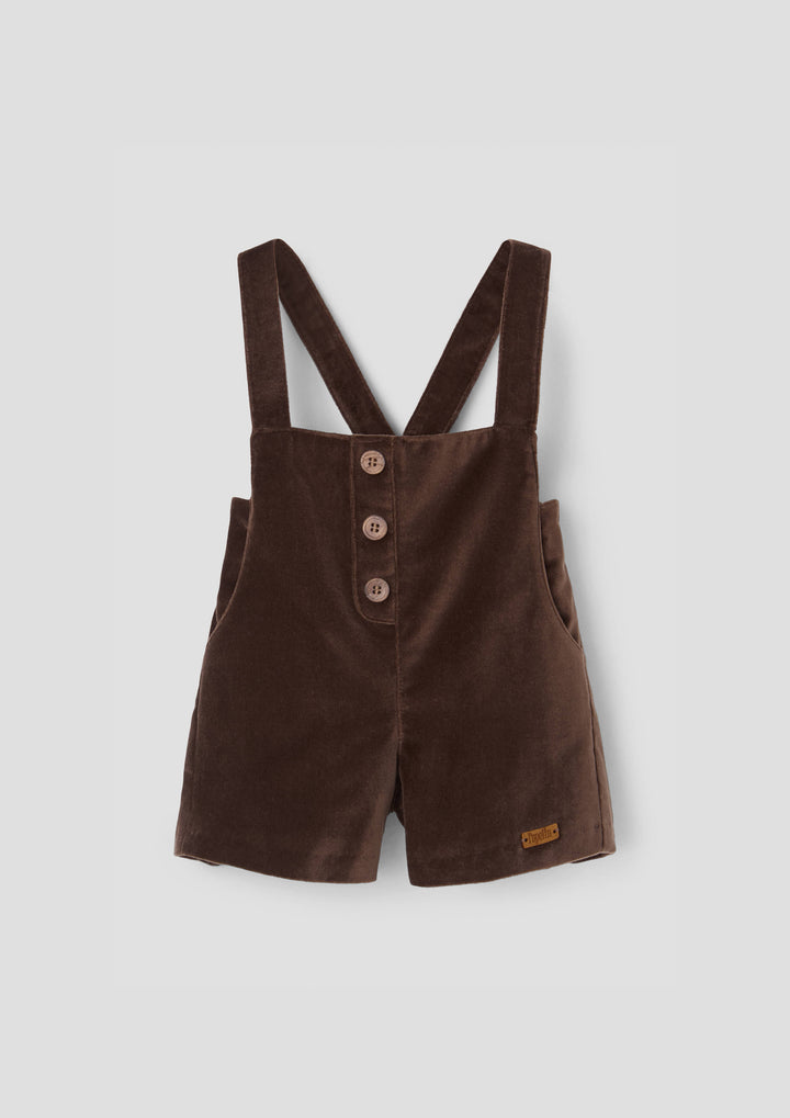 MOD.7.3 BROWN VELVET DUNGAREES WITH CROSSOVER STRAPS AND POCKETS