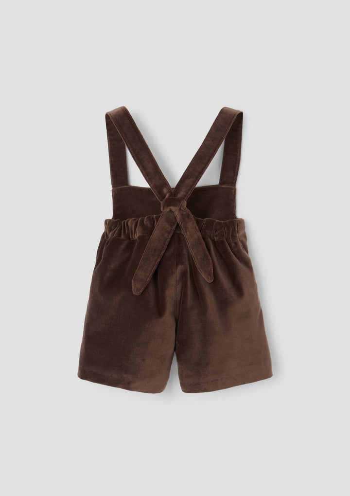 MOD.7.3 BROWN VELVET DUNGAREES WITH CROSSOVER STRAPS AND POCKETS