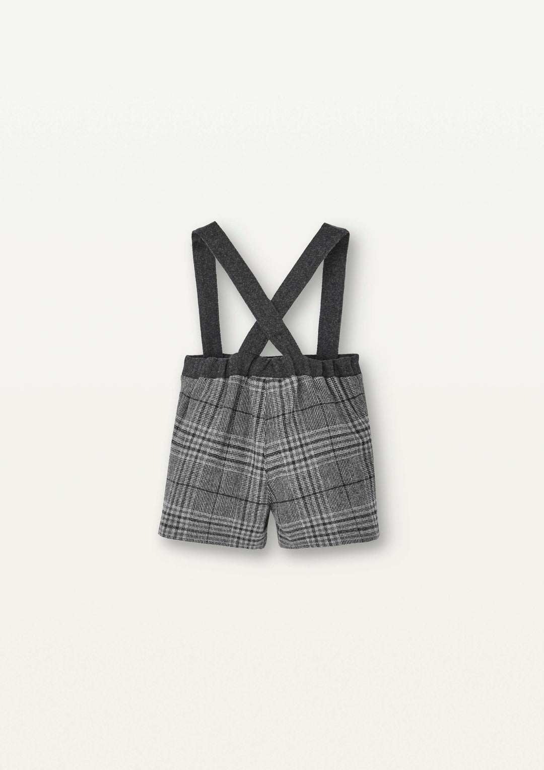 Mod.8.3 Grey plaid woollen short with crossover straps