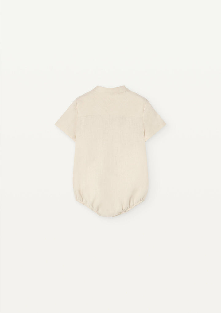 Mod 8.5 Off White Linen shirt-style romper suit