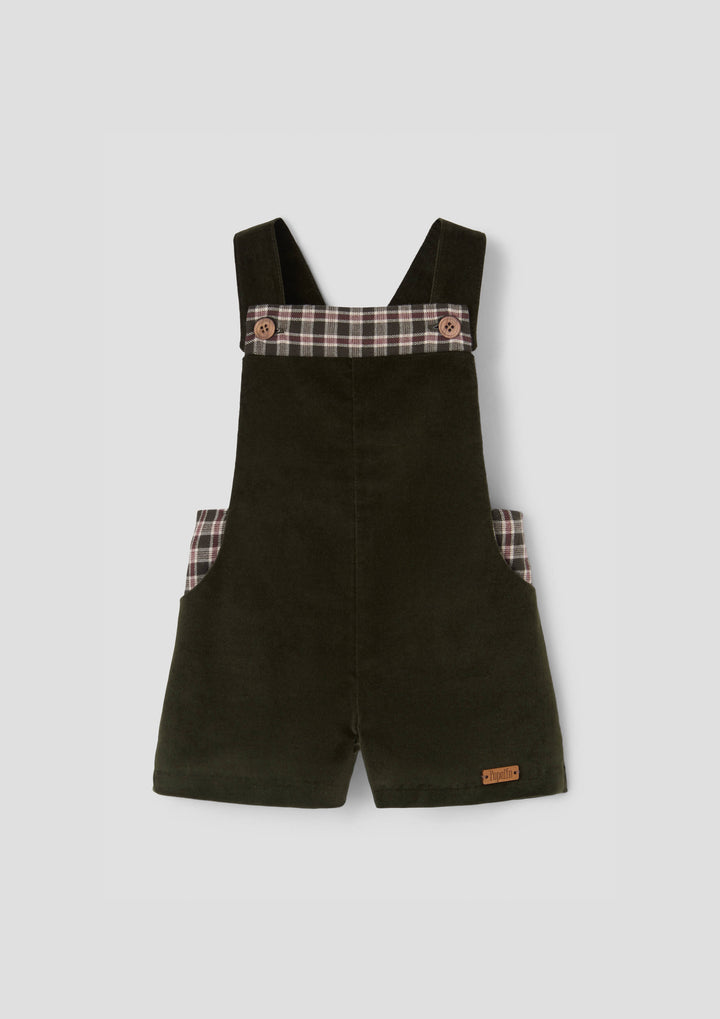 MOD.9.2 MOSS GREEN VELVET CONTRASTING DUNGAREES