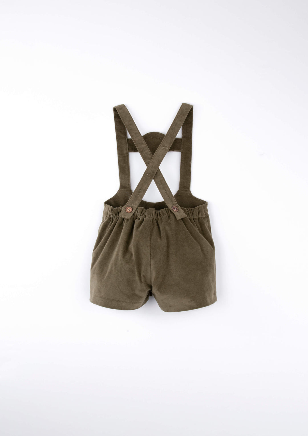 Mod.9.3 Green velvet short dungarees with embroidery appliqué