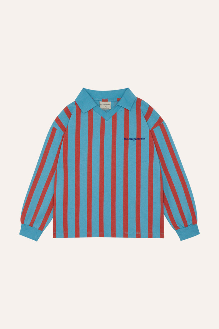 BLUE AND RED STRIPES POLO-Blue