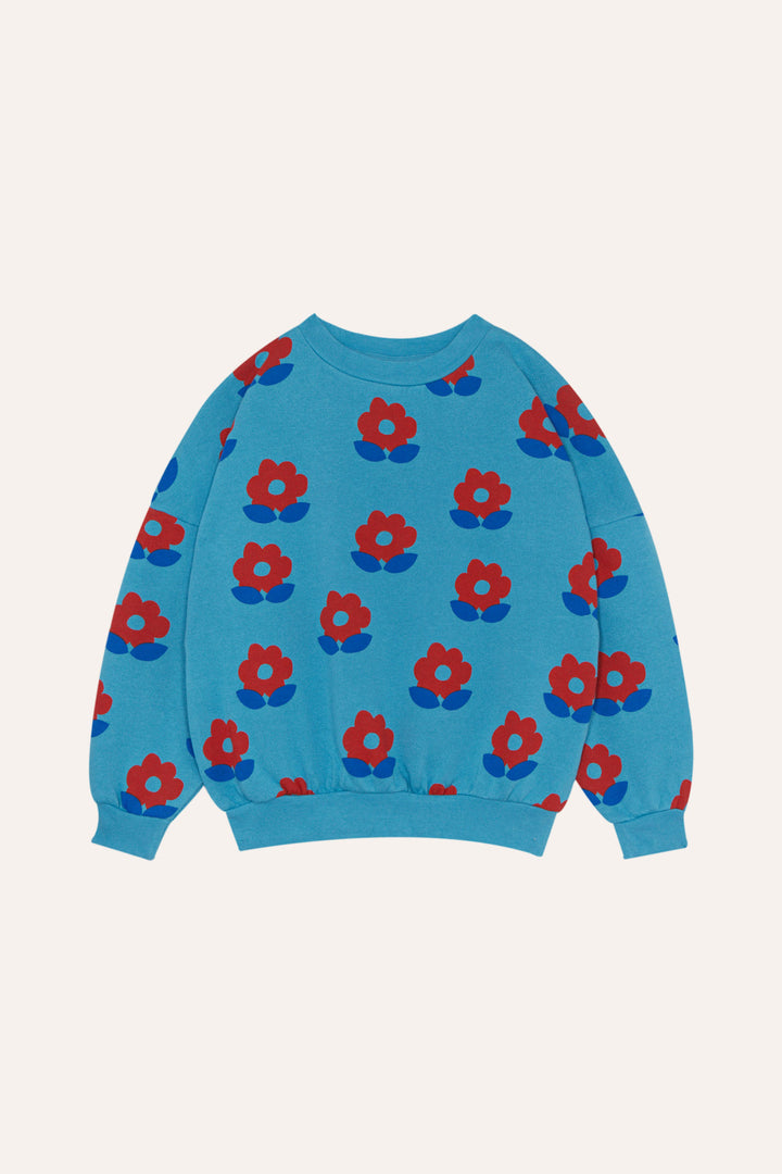 BIG FLOWERS BLUE SWEATSHIRT-Blue