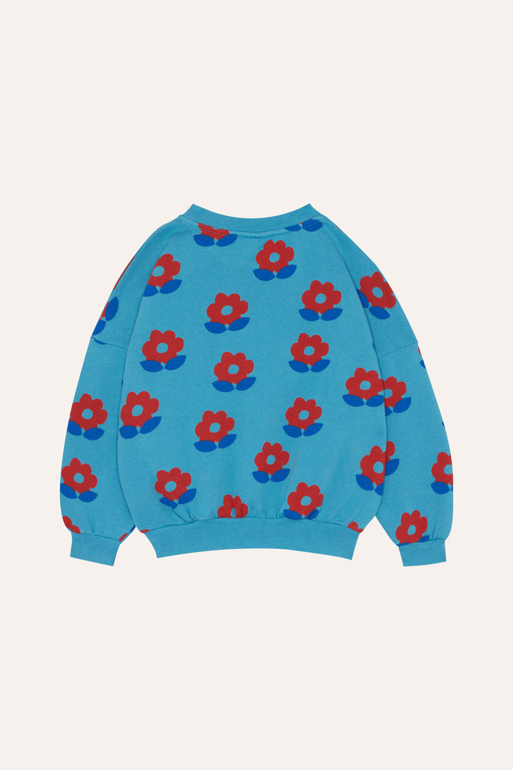 BIG FLOWERS BLUE SWEATSHIRT-Blue