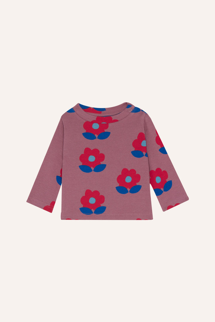 BIG FLOWERS PURPLE BABY TSHIRT-Purple