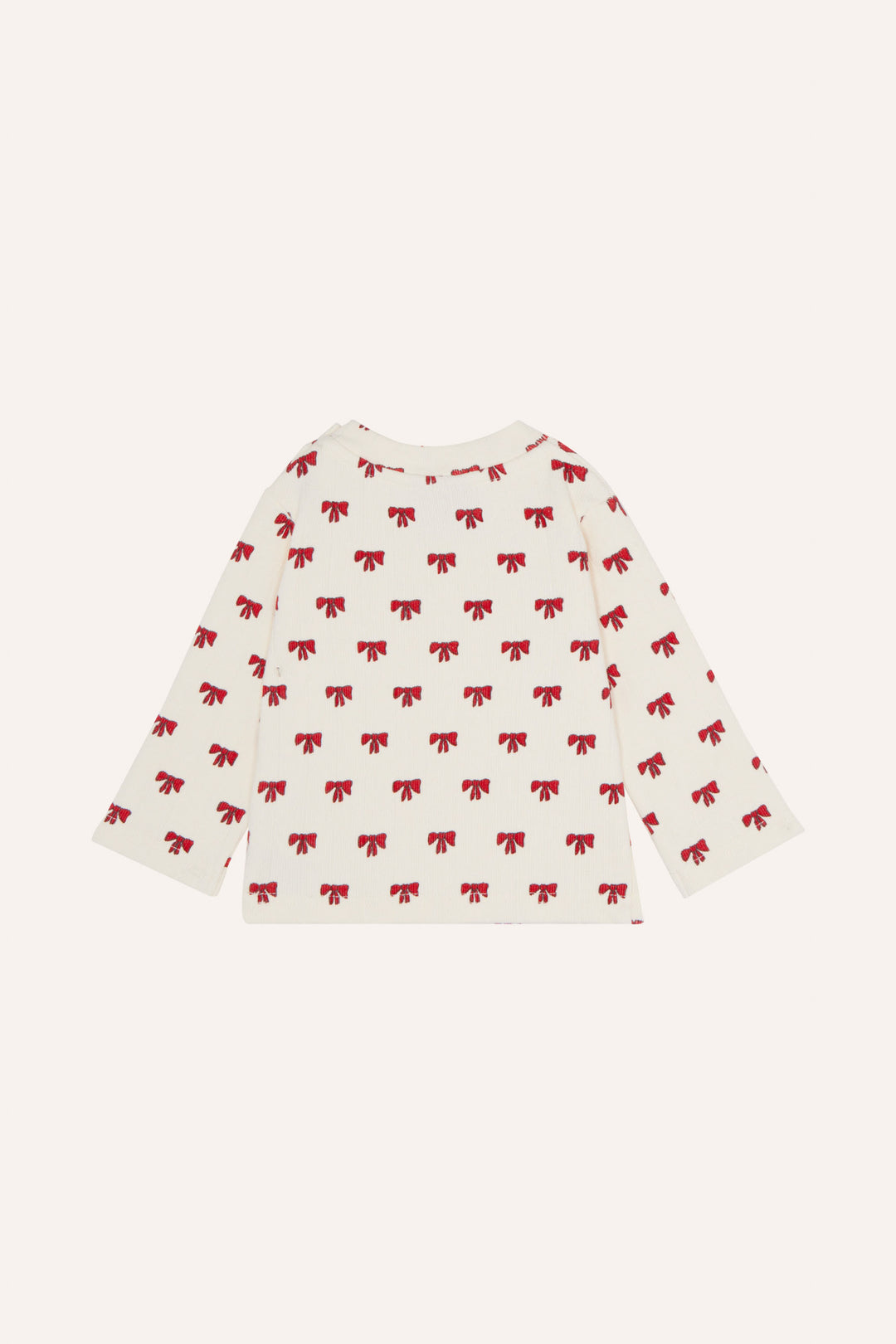 RED BOWS BABY TSHIRT-Ecru
