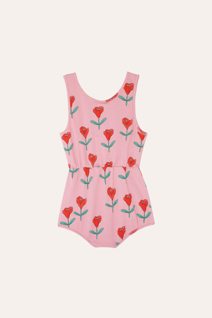 TULIPS ALLOVER PINK BABY OVERALL-Pink