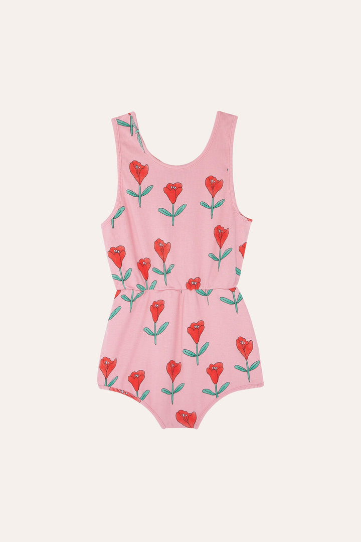TULIPS ALLOVER PINK BABY OVERALL-Pink