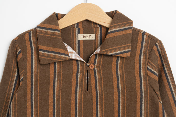 TIE26WBT02BRST COLLARED LONG BROWN STRIPES