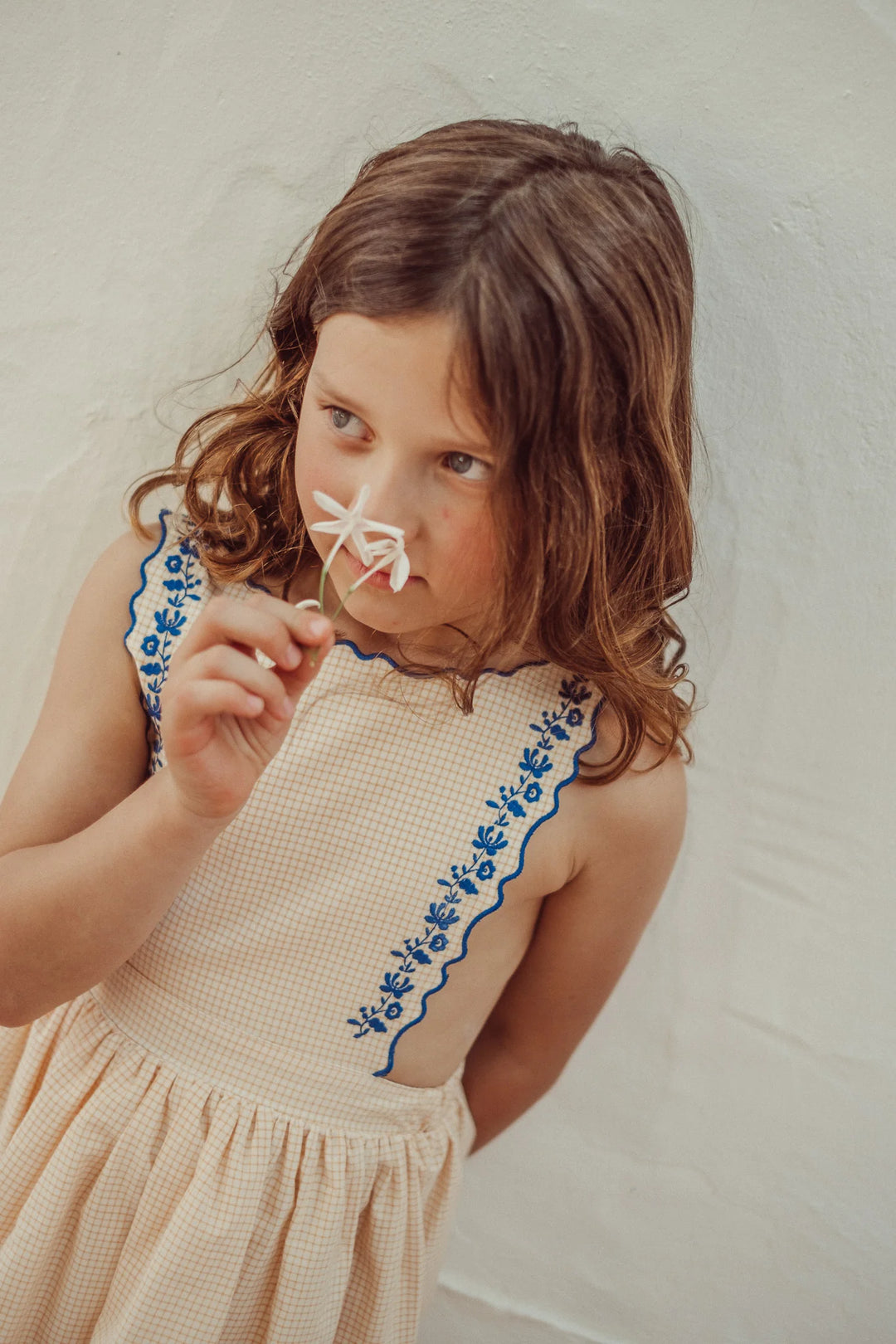 LPSS26001 TERESA DRESS WITH EMBROIDERY - VICHY YELLOW