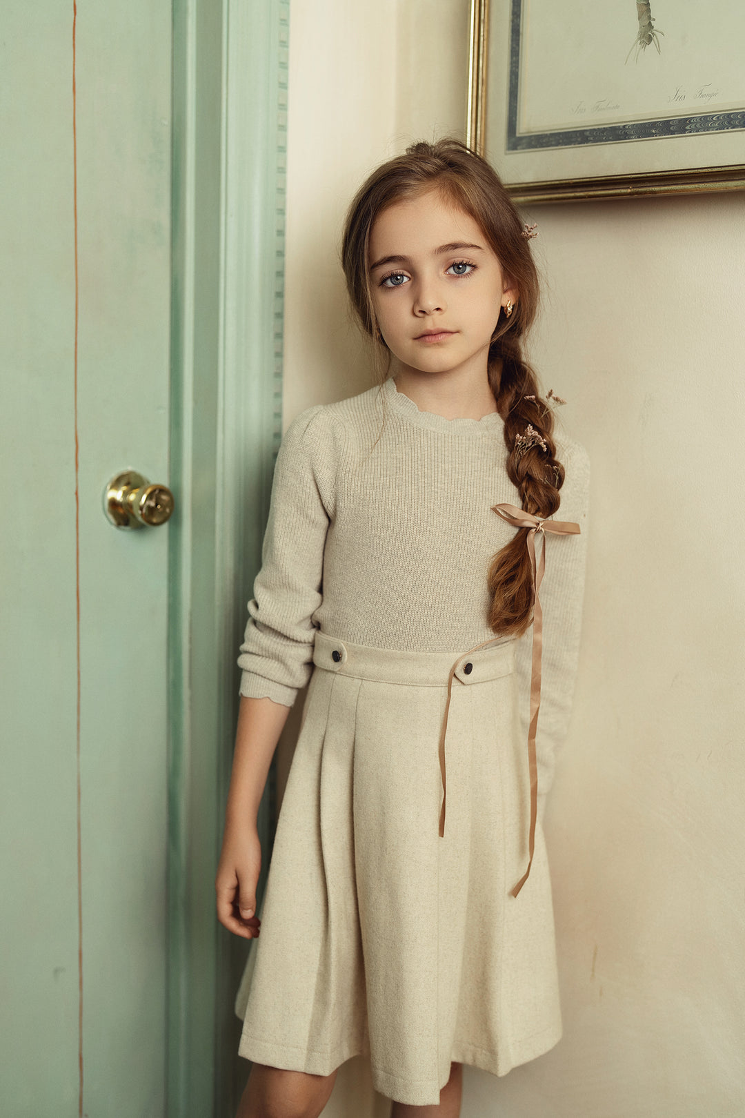 P6270-PLEATED SKIRT-CREAM