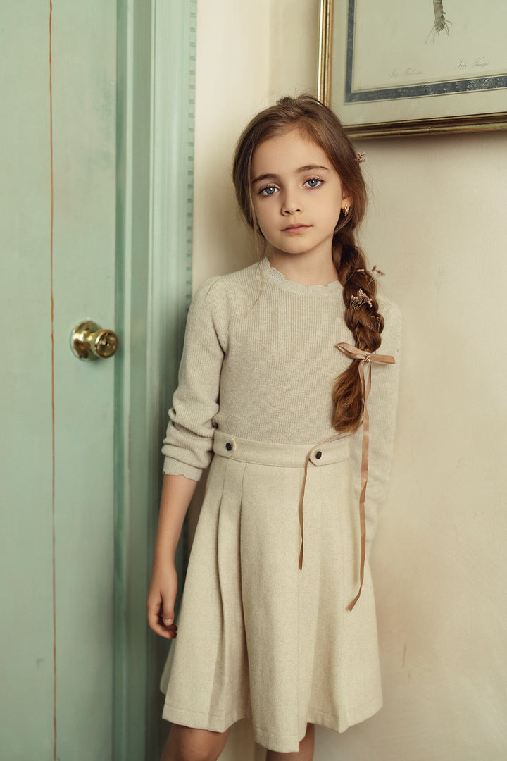 P6270-PLEATED SKIRT-CREAM