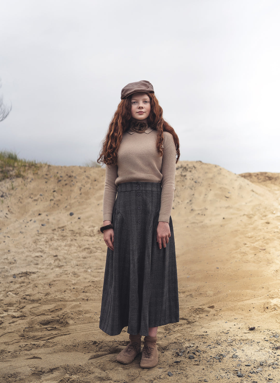 G758-CREW NECK SWEATER WITH COLLAR-OAT
