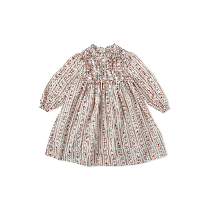 TYROL SMOCKING DRESS-red