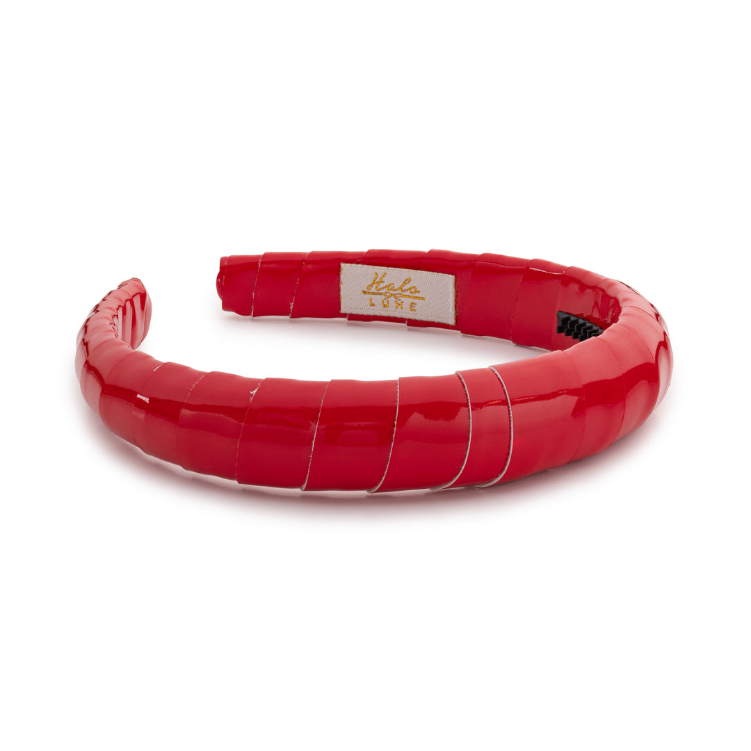 Taffy patent leather padded wrapped headband red