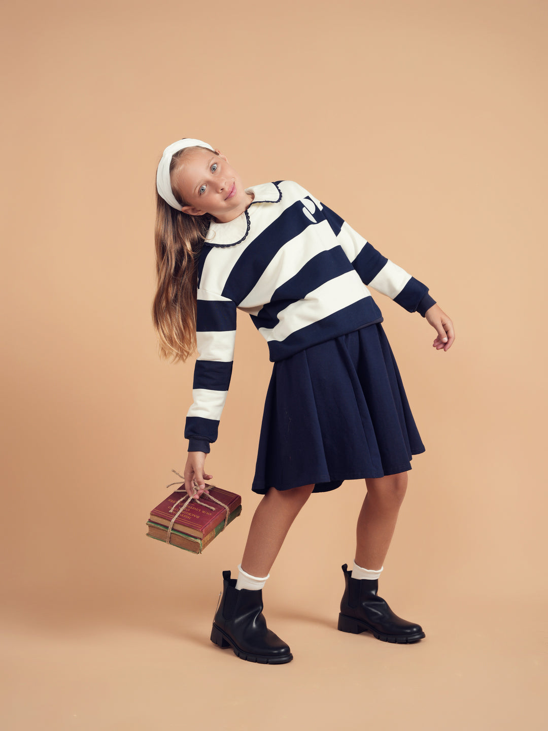 21-112-Stripe Girl Top-Navy