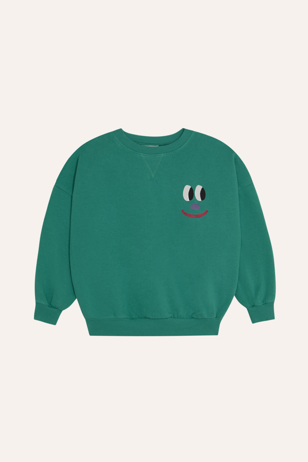 44 Smiling Face Green Sweatshirt - GREEN