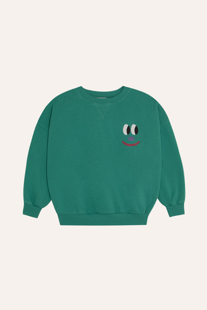 44 Smiling Face Green Sweatshirt - GREEN