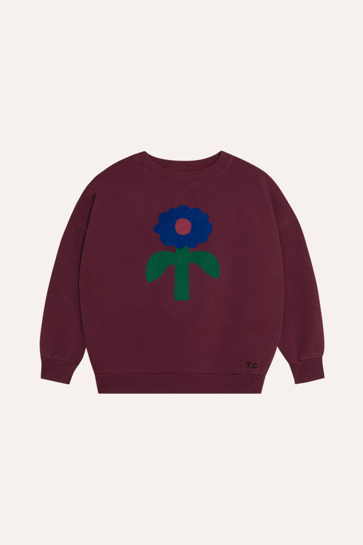 49 Big Blue Daisy Sweatshirt - BURGUNDY