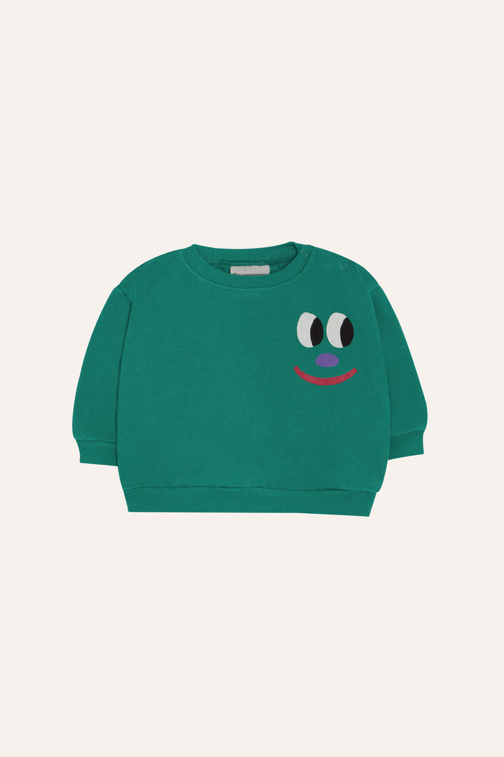BABY-24 Smiling Face Green Baby Sweatshirt - GREEN
