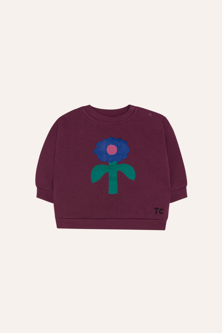 BABY-25 Big Blue Daisy Baby Sweatshirt - BURGUNDY