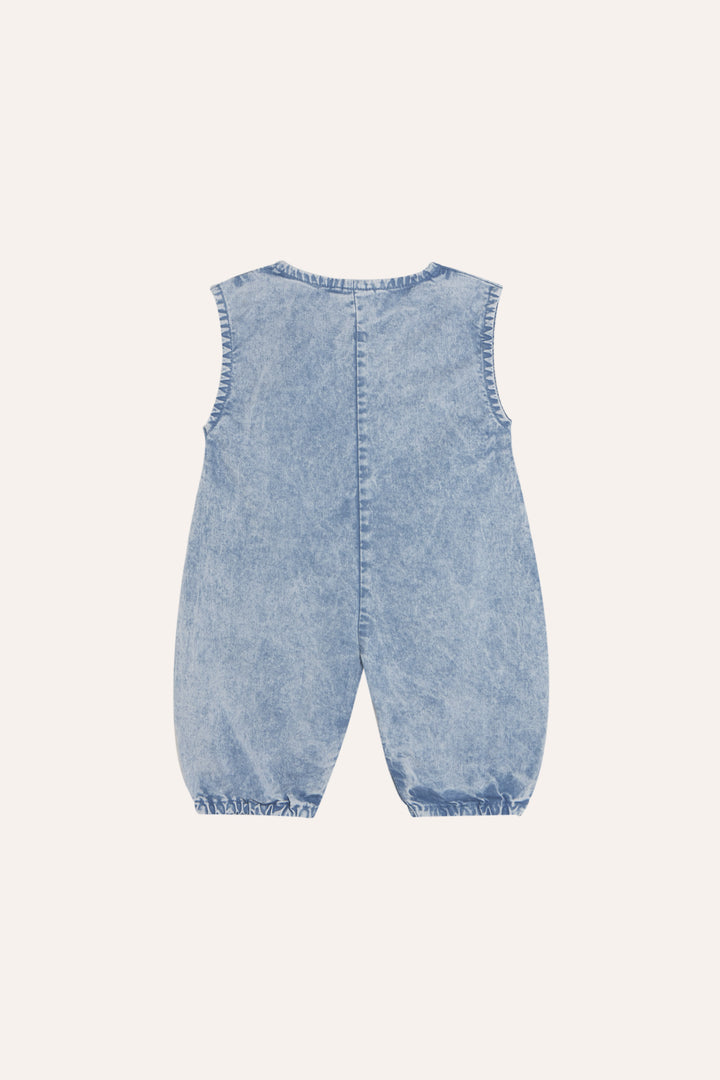 BABY-50 Smiling Face Baby Romper - LIGHT BLUE