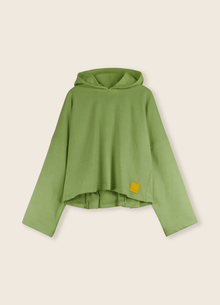 3LS25_2068-CROOPED HOODIE-Fog Green