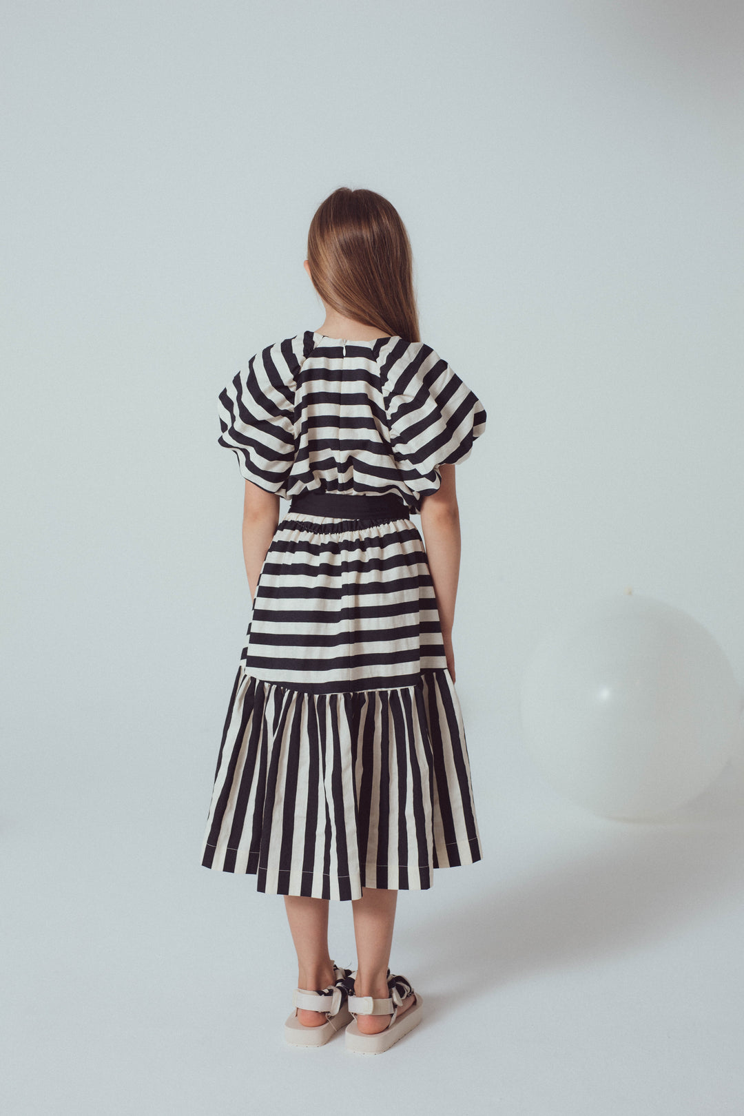 ZOEY DRESS-Milk/Black Stripes