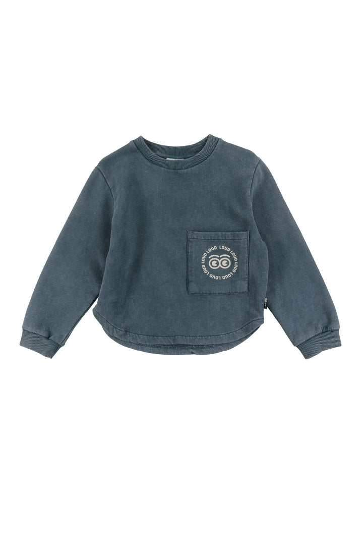 UJ08 BROTHER-Sweater front pocket-GREEN Storm marble dye