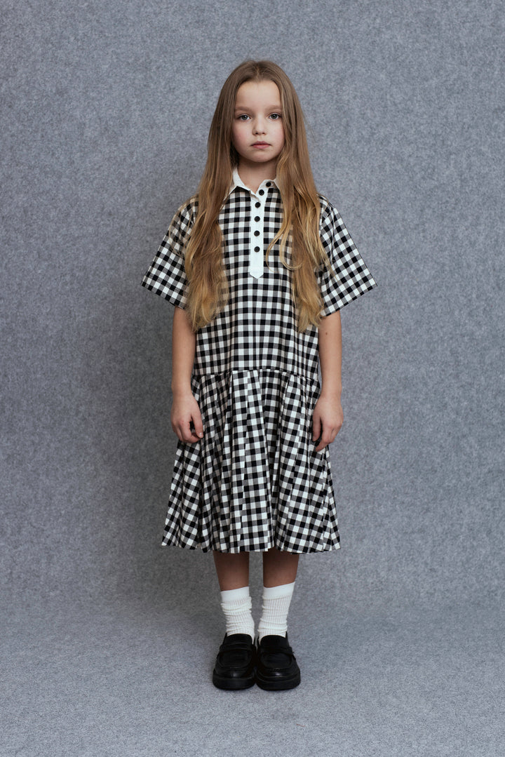 Yula-Dress-Black/White checks