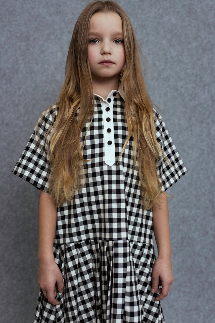 Yula-Dress-Black/White checks