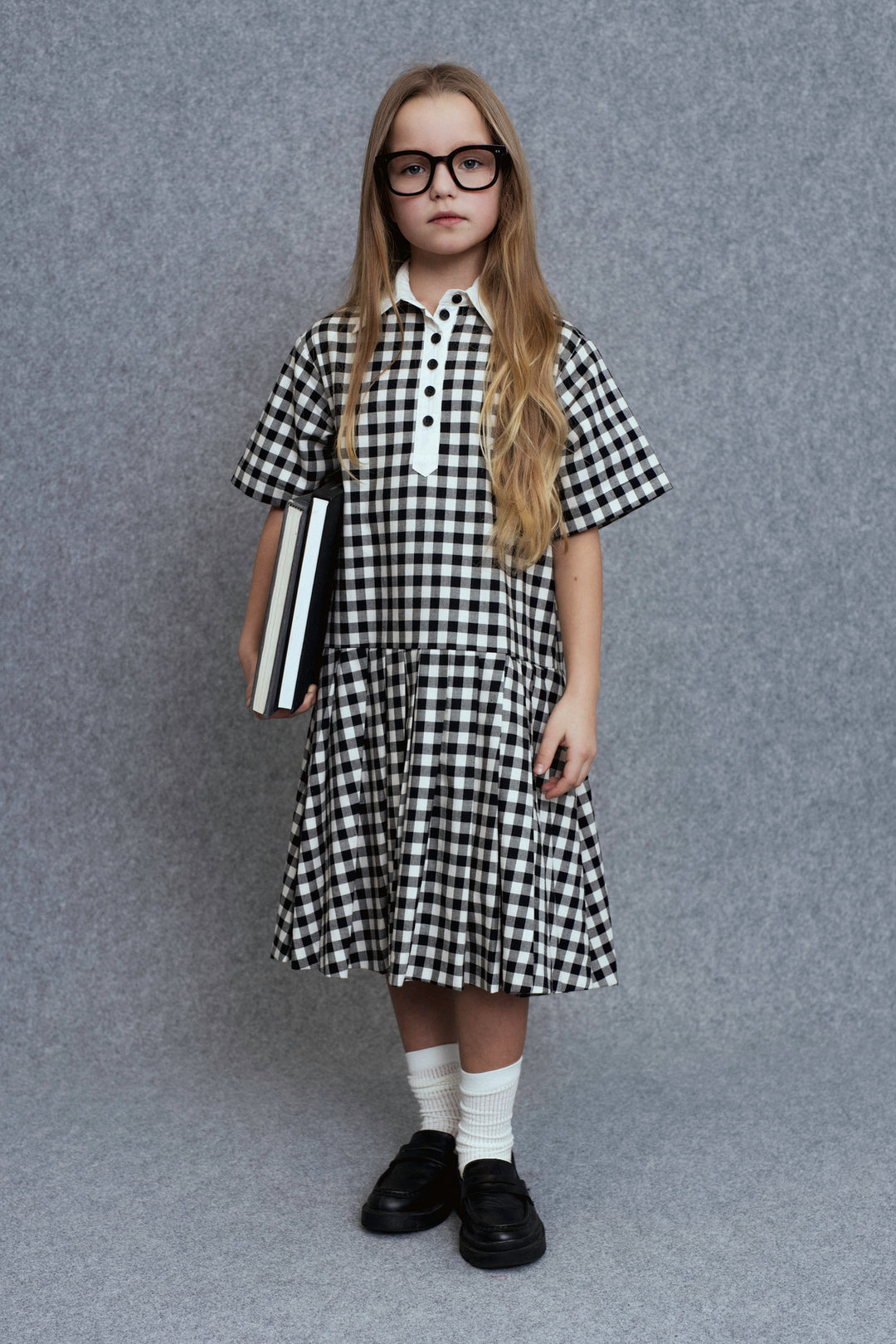 Yula-Dress-Black/White checks