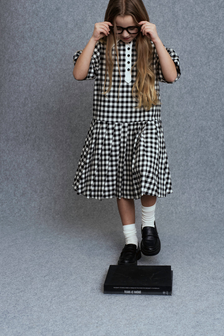 Yula-Dress-Black/White checks