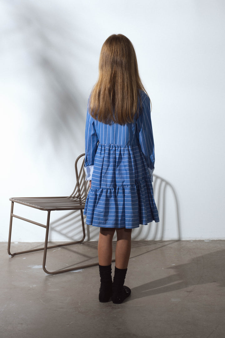 EAST DRESS-DARK BLUE STRIPES