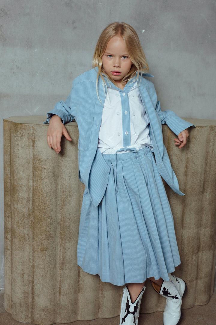 SAGE SKIRT-AZURE MILK STRIPES