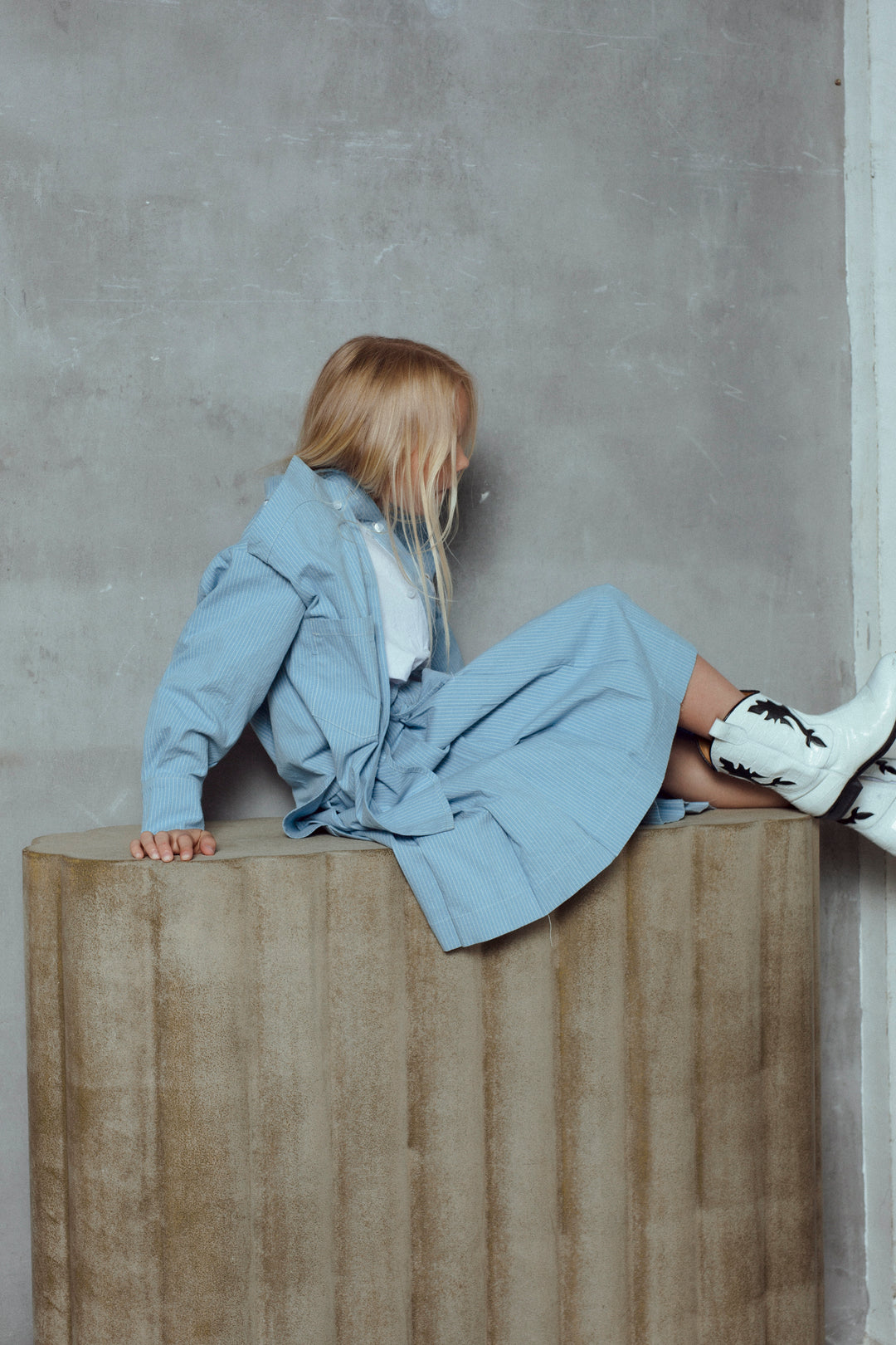 SAGE SKIRT-AZURE MILK STRIPES