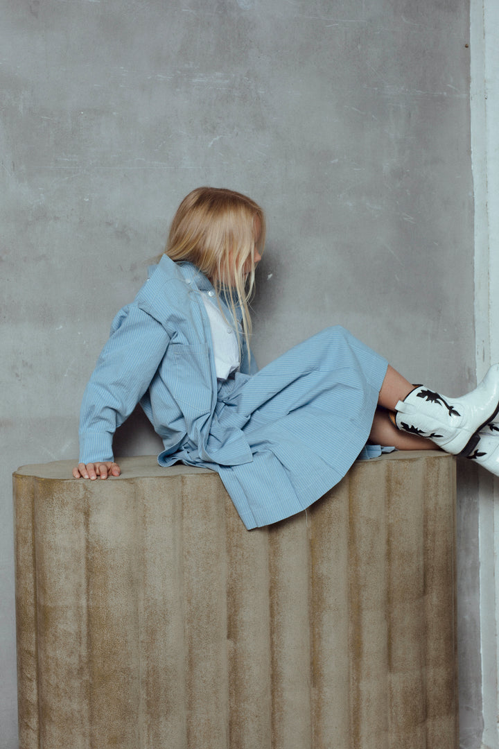 SAGE SKIRT-AZURE MILK STRIPES