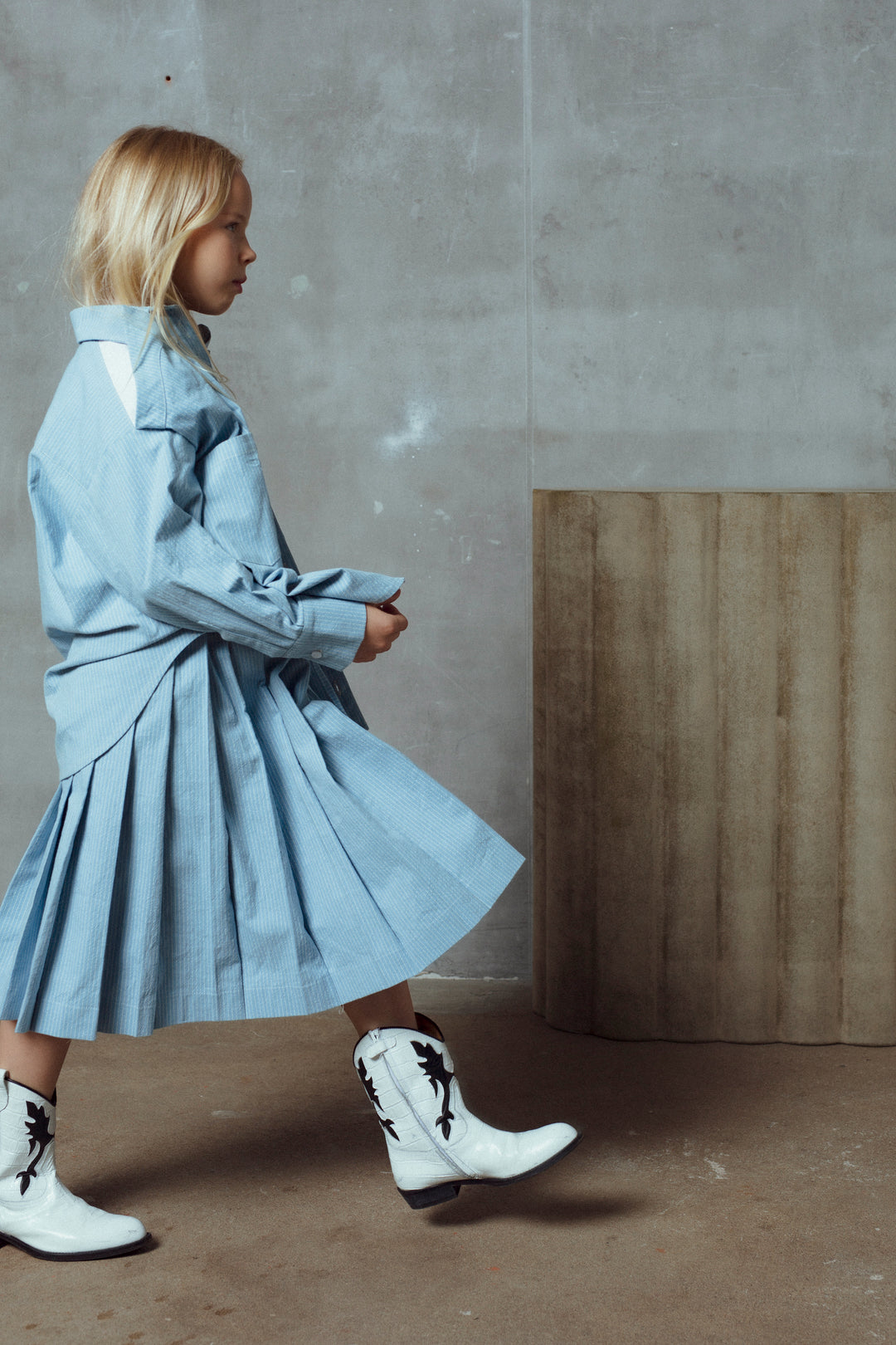 SAGE SKIRT-AZURE MILK STRIPES