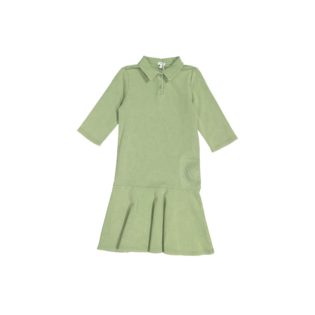 BTSS26017D-Embossed Volleyball 3/4 Sleeve Dress-Green
