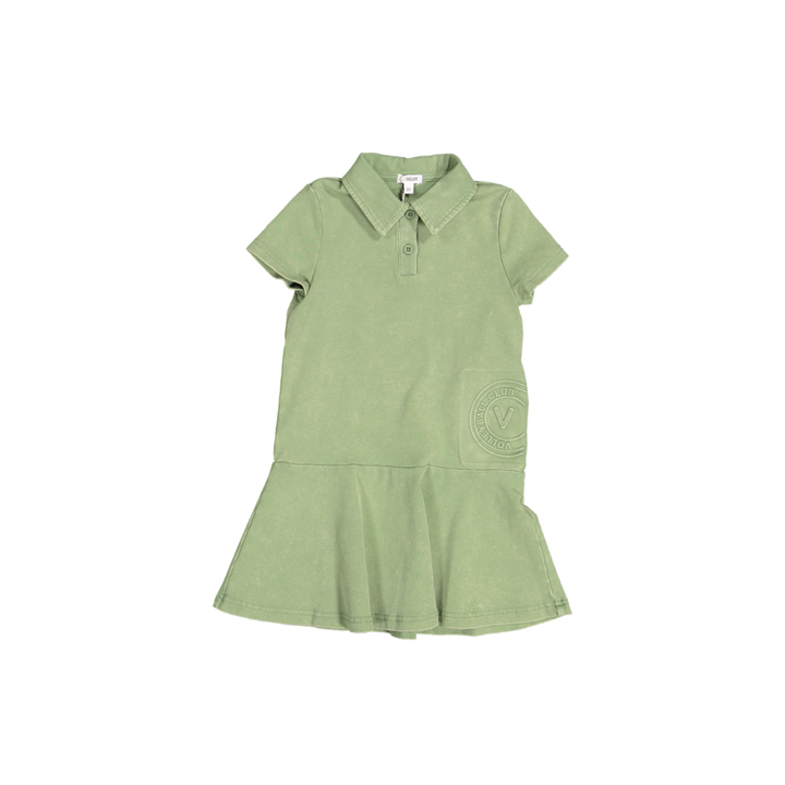 BTSS26017SSD-Embossed Volleyball Short Sleeve Dress-Green