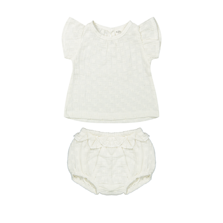 T-SHIRT JOAN SS/BLOOMER SET-White Embroidery