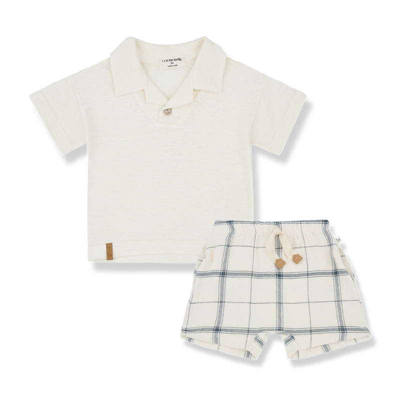 CELIO BERMUDA/SANDRO POLO SET-PETROLEUM/OFF WHITE